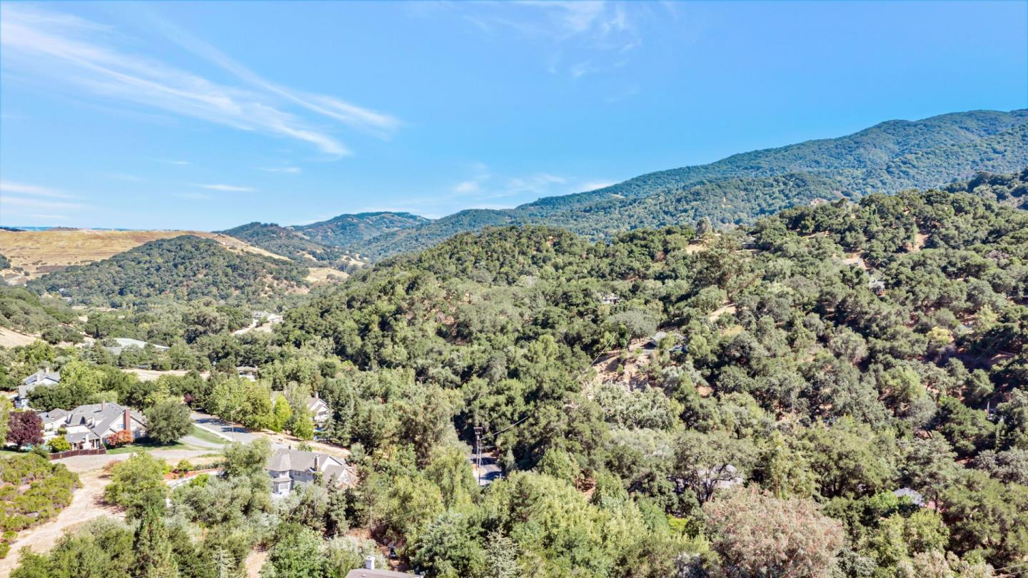 Aerial view of wooded hills and homes near Shannon Road.