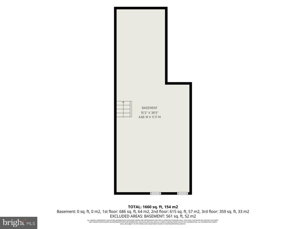 Basement floor plan with an irregular layout, staircase, and listed room dimensions.