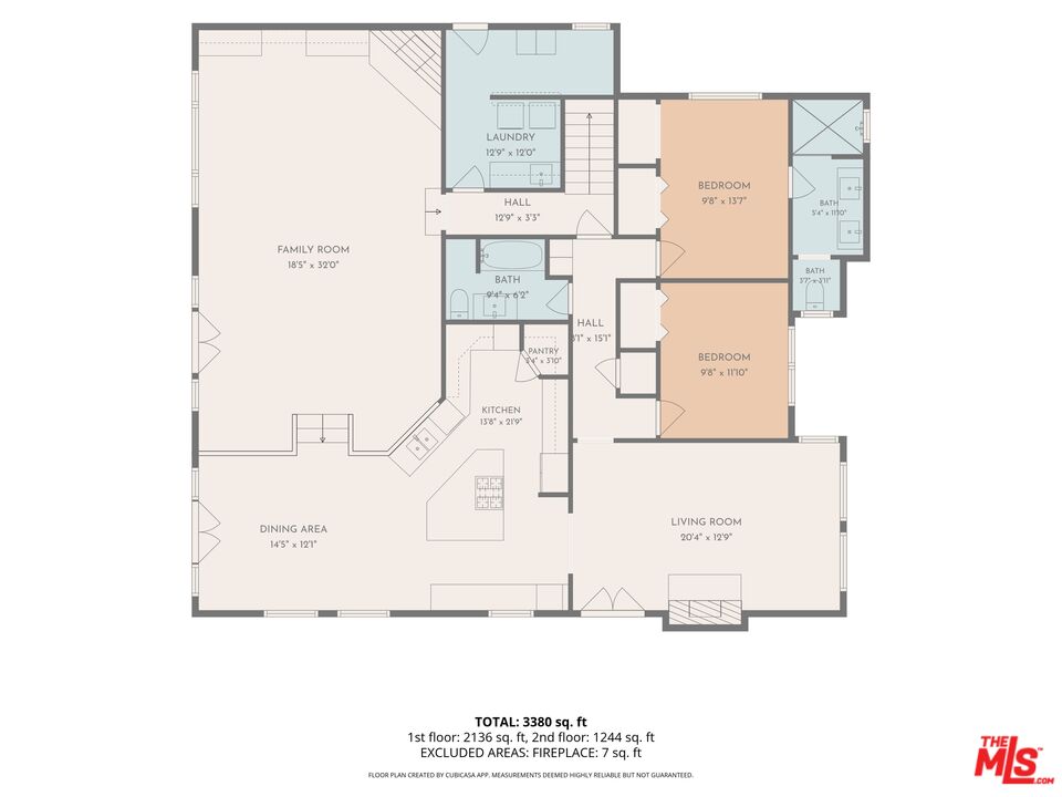 Floor plan showing the home’s rooms and layout, with a total area of 3,380 square feet.